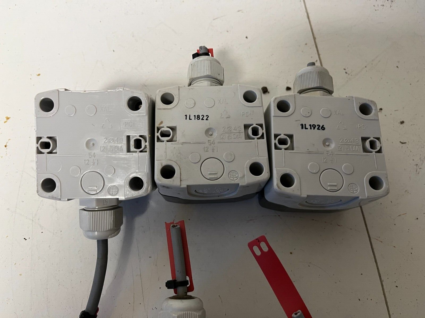 5x Schneider Electric Push Button Switches & Cable Glands - Used, Good Condition