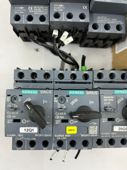 Bundle of 7 Siemens Sirius Motor Protection Circuit Breakers, Mix Various Types