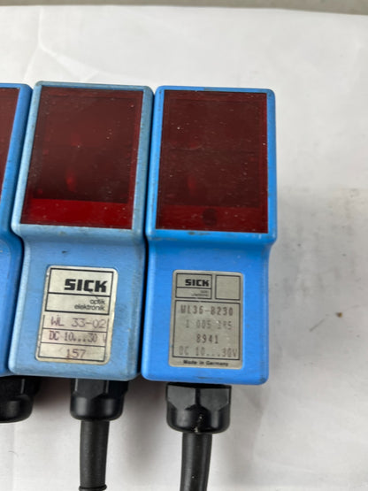 Sick WL33 WL36 Retroreflective Sensor Lot 4pcs Used AC/DC Block Red Window