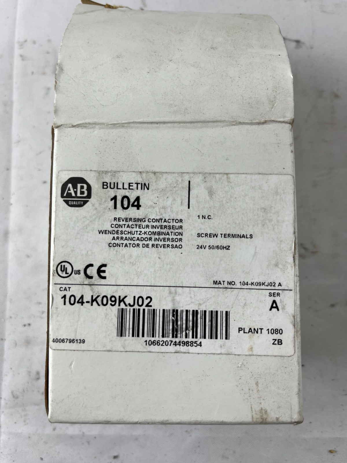 Allen-Bradley 104-K09KJ02 Miniature Reversing Contactor 9A 24V AC Coil New