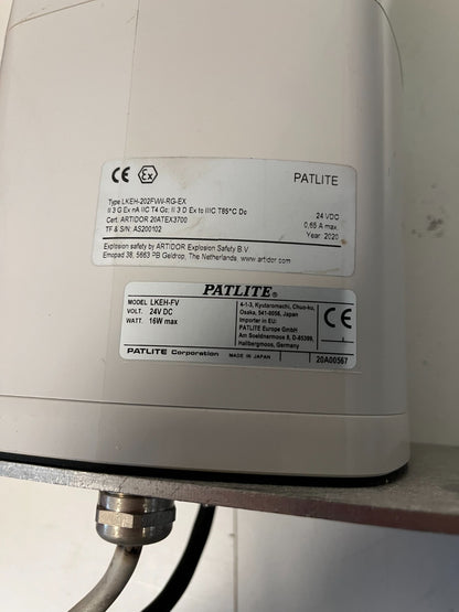 Patlite LKEH-FV LED Signal Tower Light & Alarm 24V DC 16W - ATEX Explosion Proof