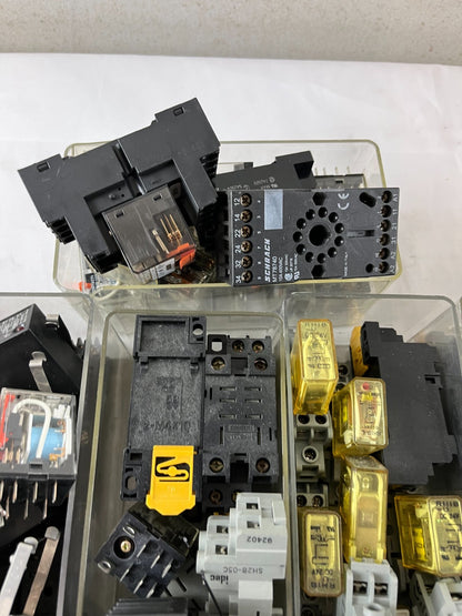 Mixed Industrial Relay Huge Lot Finder Schrack Omron Plug-In Relays Sockets Used