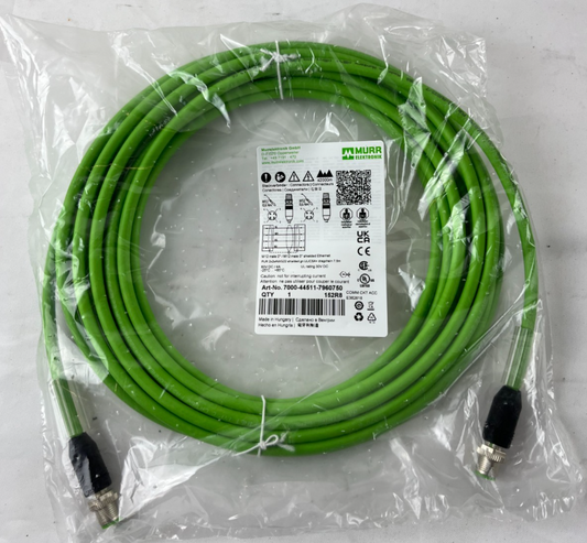 Murr 7000-44511-7960750 M12 Ethernet Cable 7.5m Shielded Dragchain UL CSA NEW