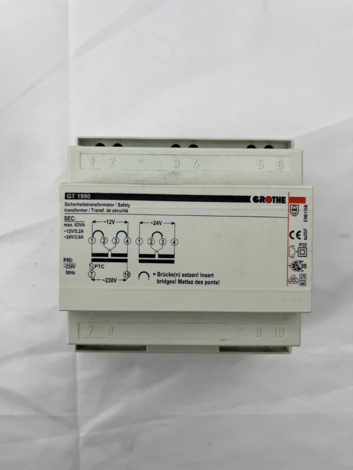 Grothe GT 1990 Safety Transformer 12/24V 5.2/2.6A Model 14160 New Open Box