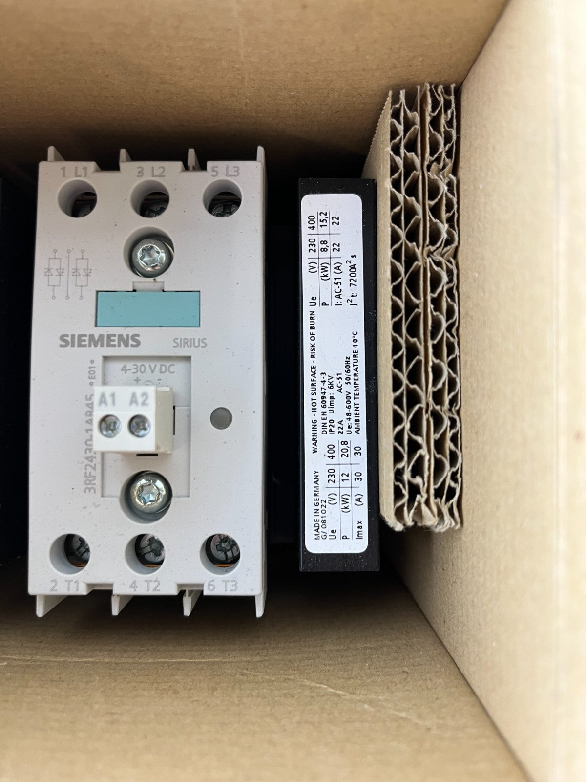 Siemens 3RF2430‑1AB45 Sirius 3‑Phase Solid State Contactor 30A 48–600Vac New