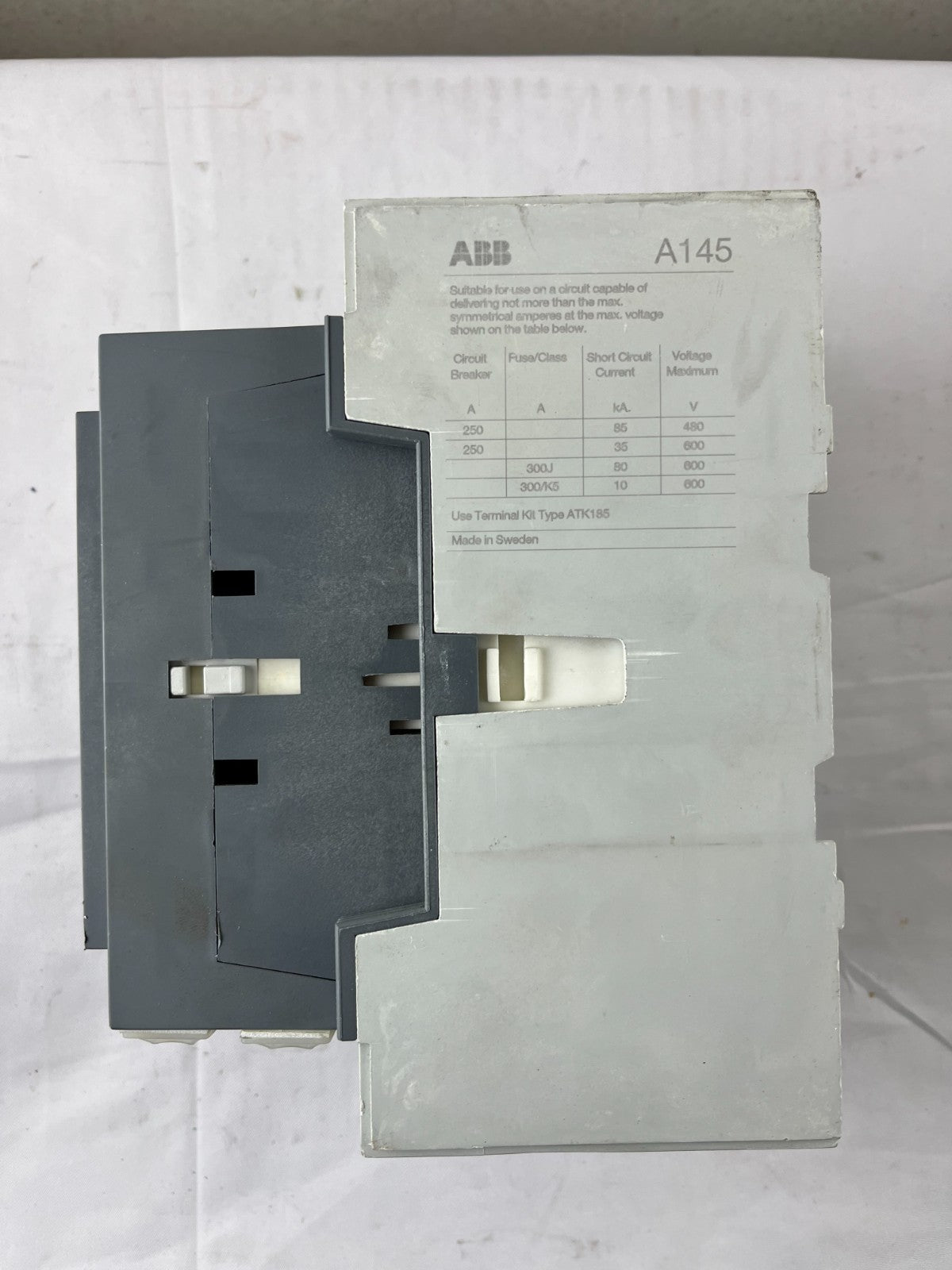 ABB A145-30 Power Contactor 3-Pole 250A AC-1 110–120V Coil With A145 Base Used