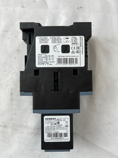 Siemens 3RT2026 Contactor 3P 25A 24V DC w/ 3RH2911 Aux Block Used Spare Unit