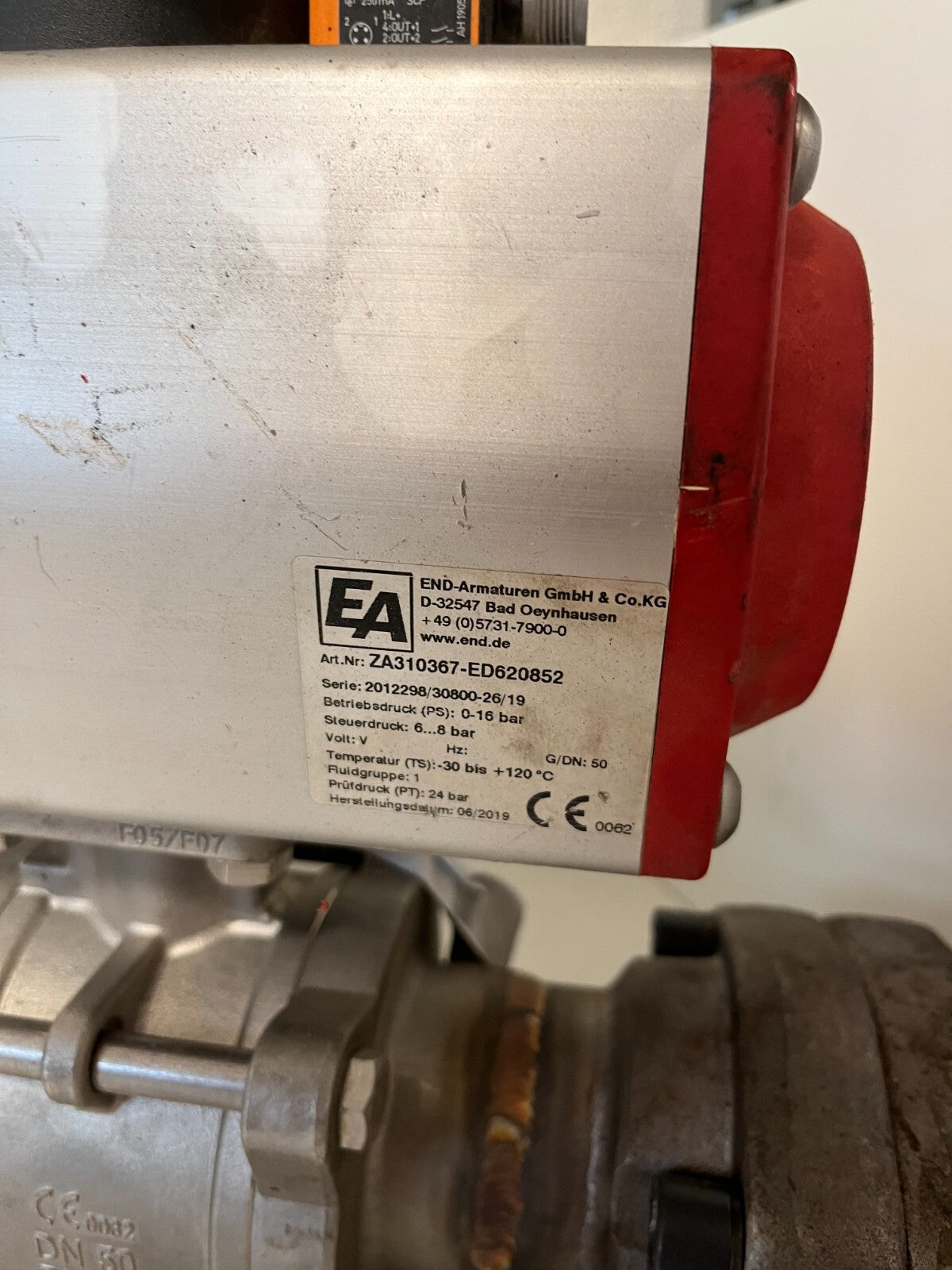 END-Armaturen ZA310367 DN50 Pneumatic Ball Valve PN64 SS PTFE Double Acting