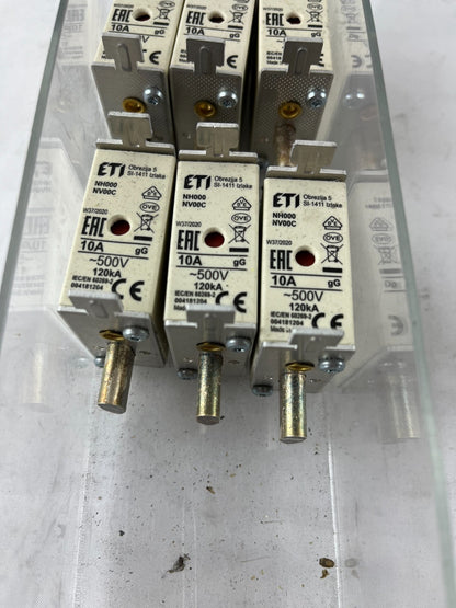 Lot 6x ETI NH000 NV000C Fuse Links 10A 500V gG 120kA 004181204 New Slovenia