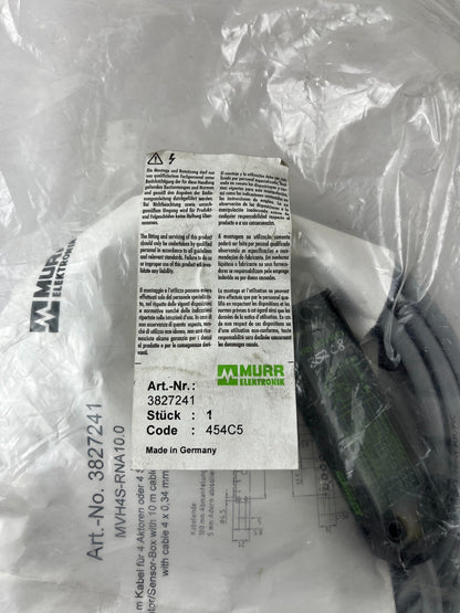 Murr Elektronik 3827241 Passive Distribution Box 4xM8 3-Pole 10m Cable MVH4S-RNA