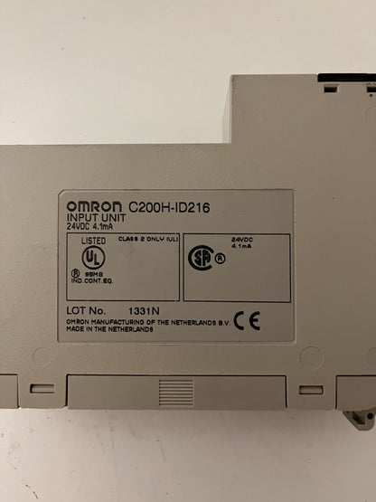Omron C200H-ID216 Input Unit 24VDC 4.1mA PLC Module - Used, Tested Working