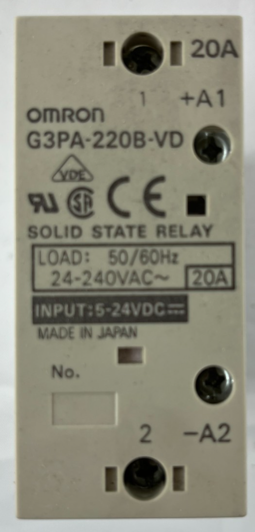 Omron G3PA-220B-VD Solid State Relay 20A 24–240VAC, 5–24VDC Input, DIN Rail, New