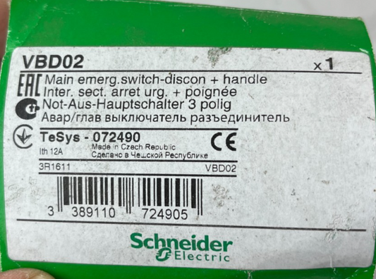 Schneider Electric VBD02 TeSys 3-Pole Switch Disconnector 12A 690V Emergency NEW