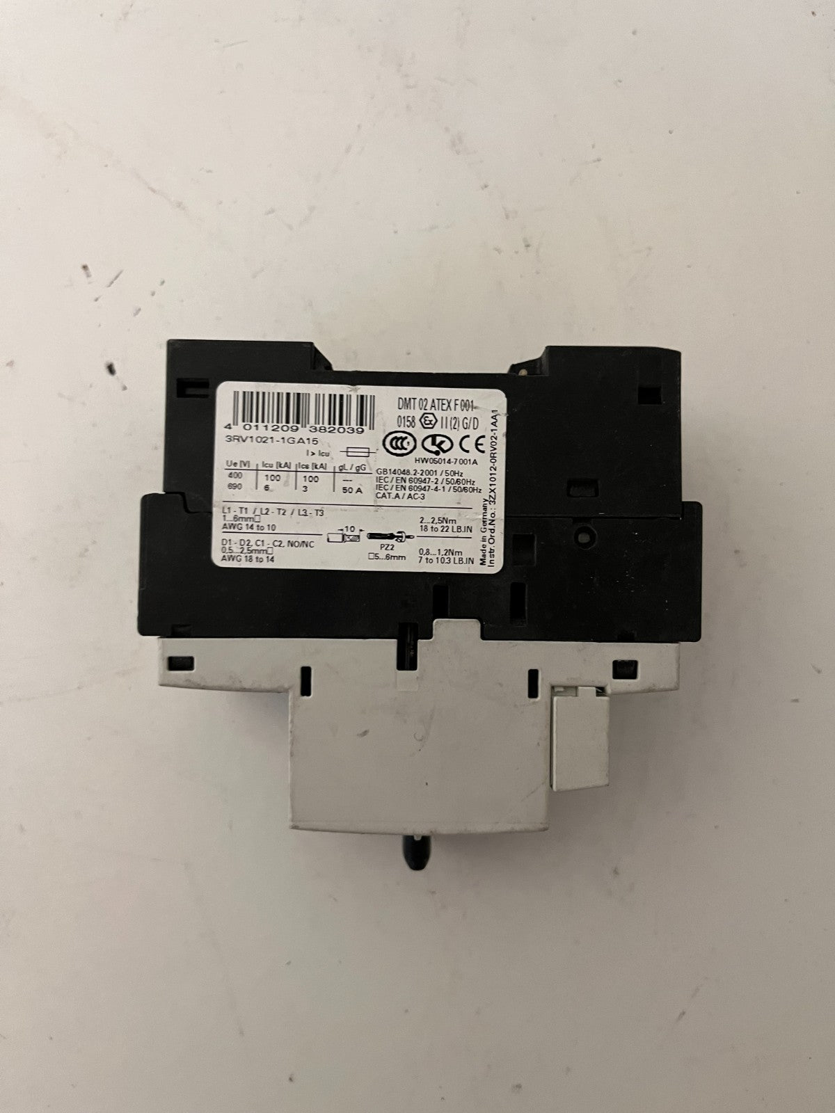 Siemens 3RV1021-1GA15 SIRIUS Motor Starter Protector 4.5–6.3A Used Spare Part