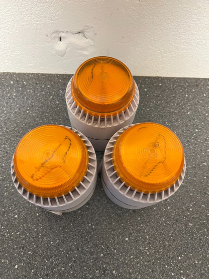 Bundle of 3 Industrial Amber Signal Warning Lights - Tested & Working
