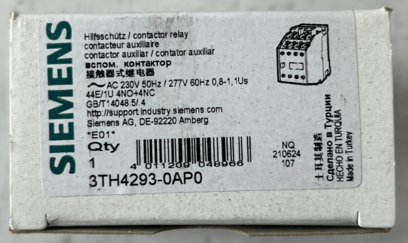 Siemens 3TH4293-0AP0 Contactor Relay 4NO/4NC 230VAC Coil New in Box