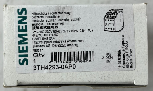 Siemens 3TH4293-0AP0 Contactor Relay 4NO/4NC 230VAC Coil New in Box