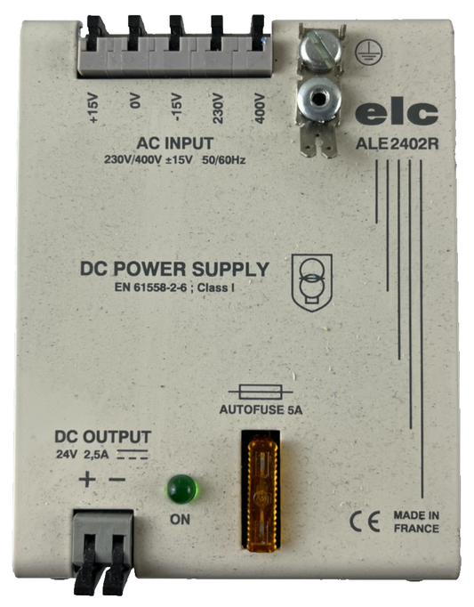 ELC ALE2402R DIN Rail Power Supply 24V DC 2.5A 230/400V AC Used Spare Unit