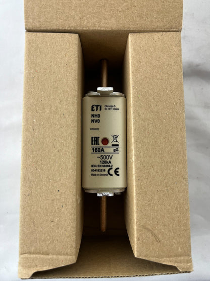3x ETI NH0 NV0 Fuse Links 160A 500V gG 120kA 004183216 New in Box Slovenia