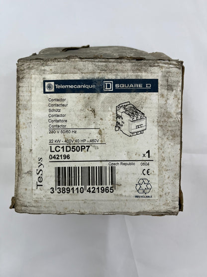 Telemecanique LC1D50P7 Contactor Square D 50A 3-Pole 230V AC New Open Box