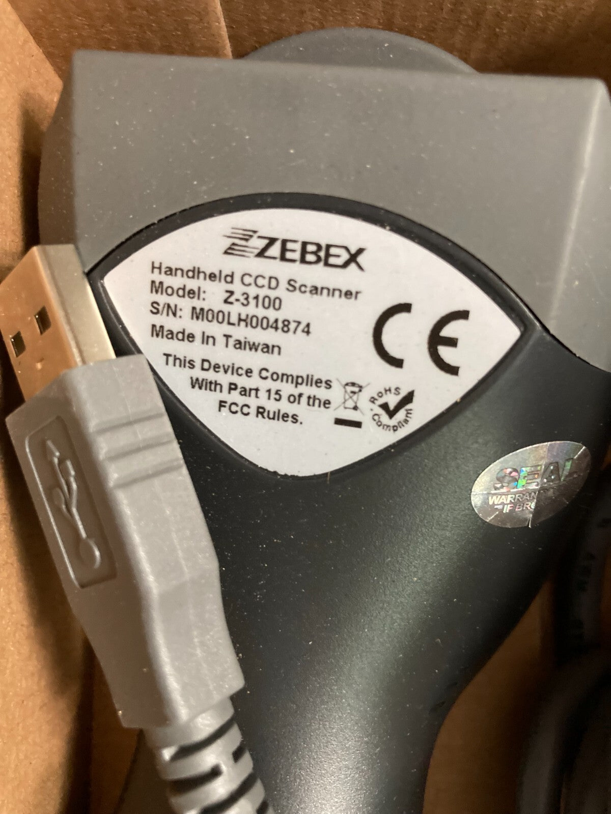ZEBEX Z-3100 middle-range handheld CCD USB Handheld Barcode Scanner USED WORKING