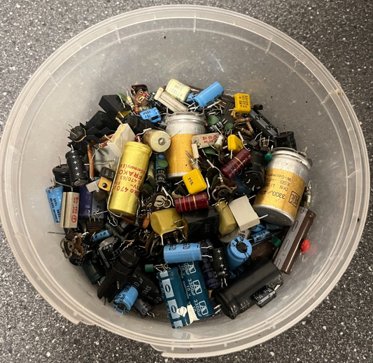Lot of Vintage Electronic Components – Mixed Capacitors, Resistors & More DIY