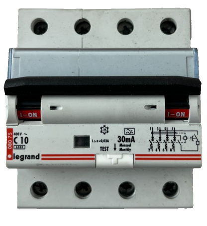 Legrand C10 RCBO 4P 400V 30mA Residual Circuit Breaker Used Spare Unit