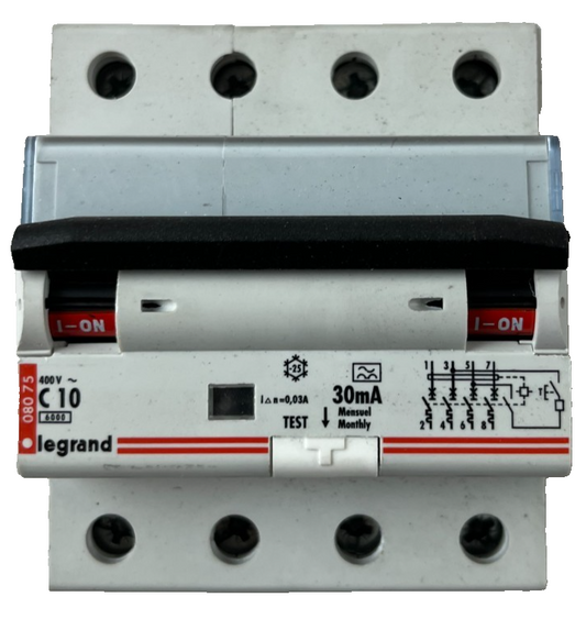 Legrand C10 RCBO 4P 400V 30mA Residual Circuit Breaker Used Spare Unit