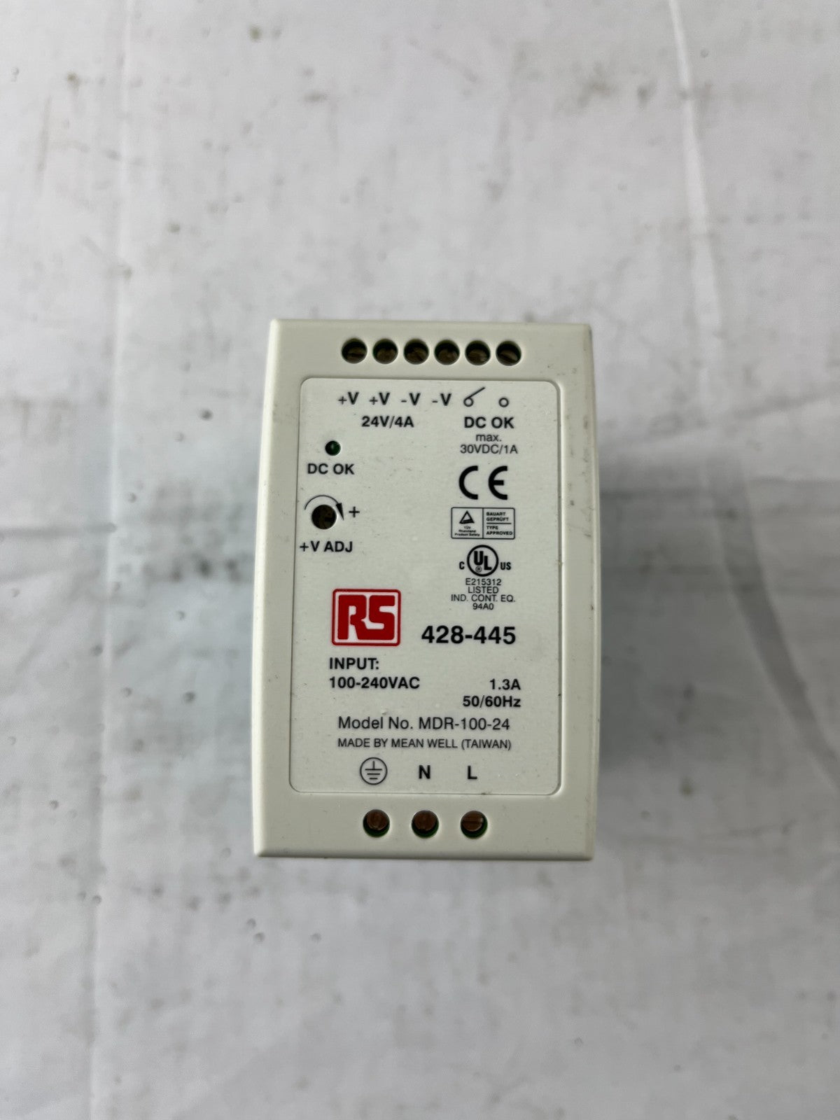 RS 428-445 Mean Well MDR-100-24 DIN Rail Power Supply 24VDC 4A Used Spare