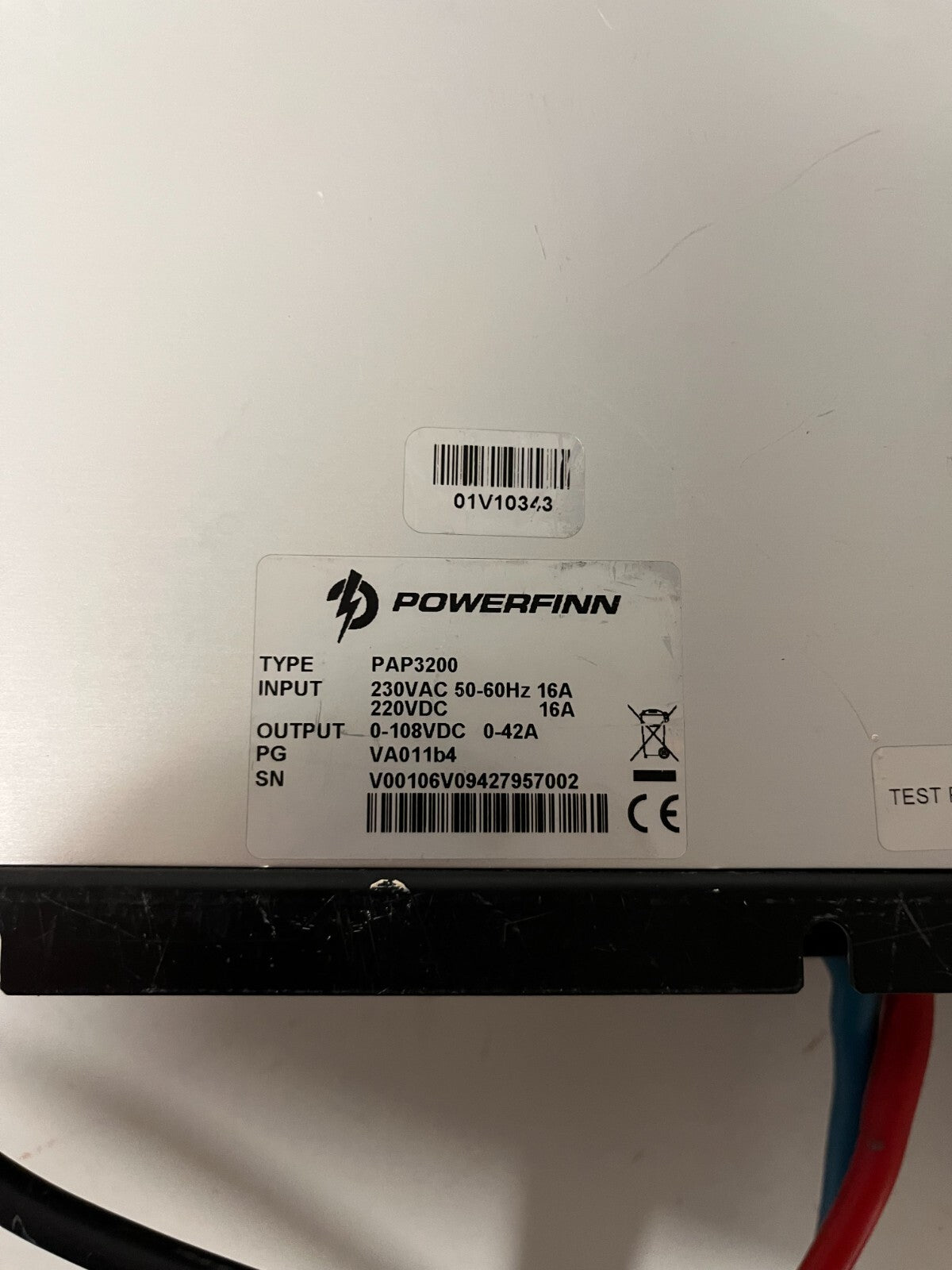 Powerfinn PAP3200 Power Supply 0-108VDC 0-42A 3200W Charger Tested Working Used