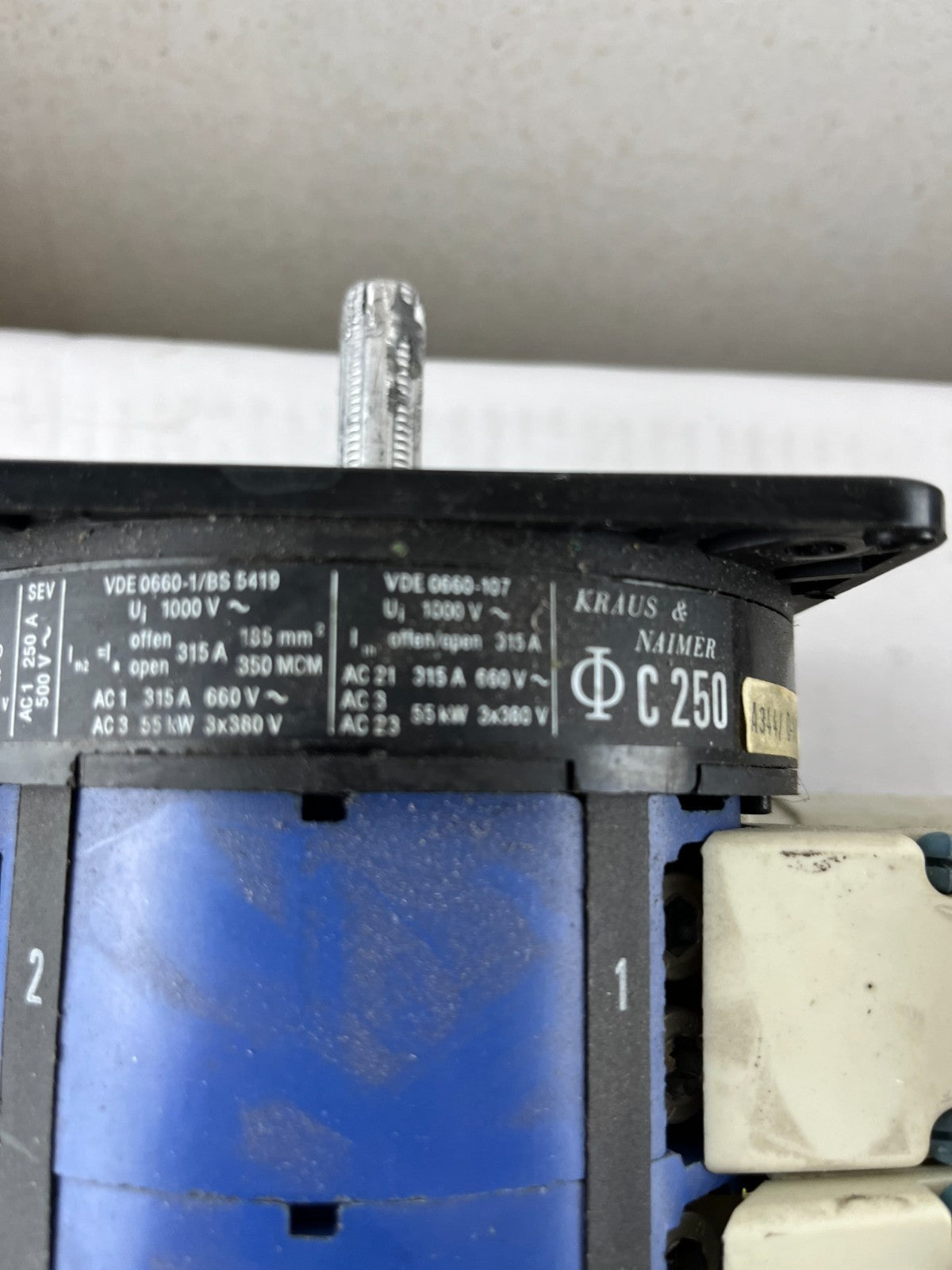 Kraus & Naimer C250 Rotary Cam Load Break Switch 240A 600VAC 3‑Phase Used