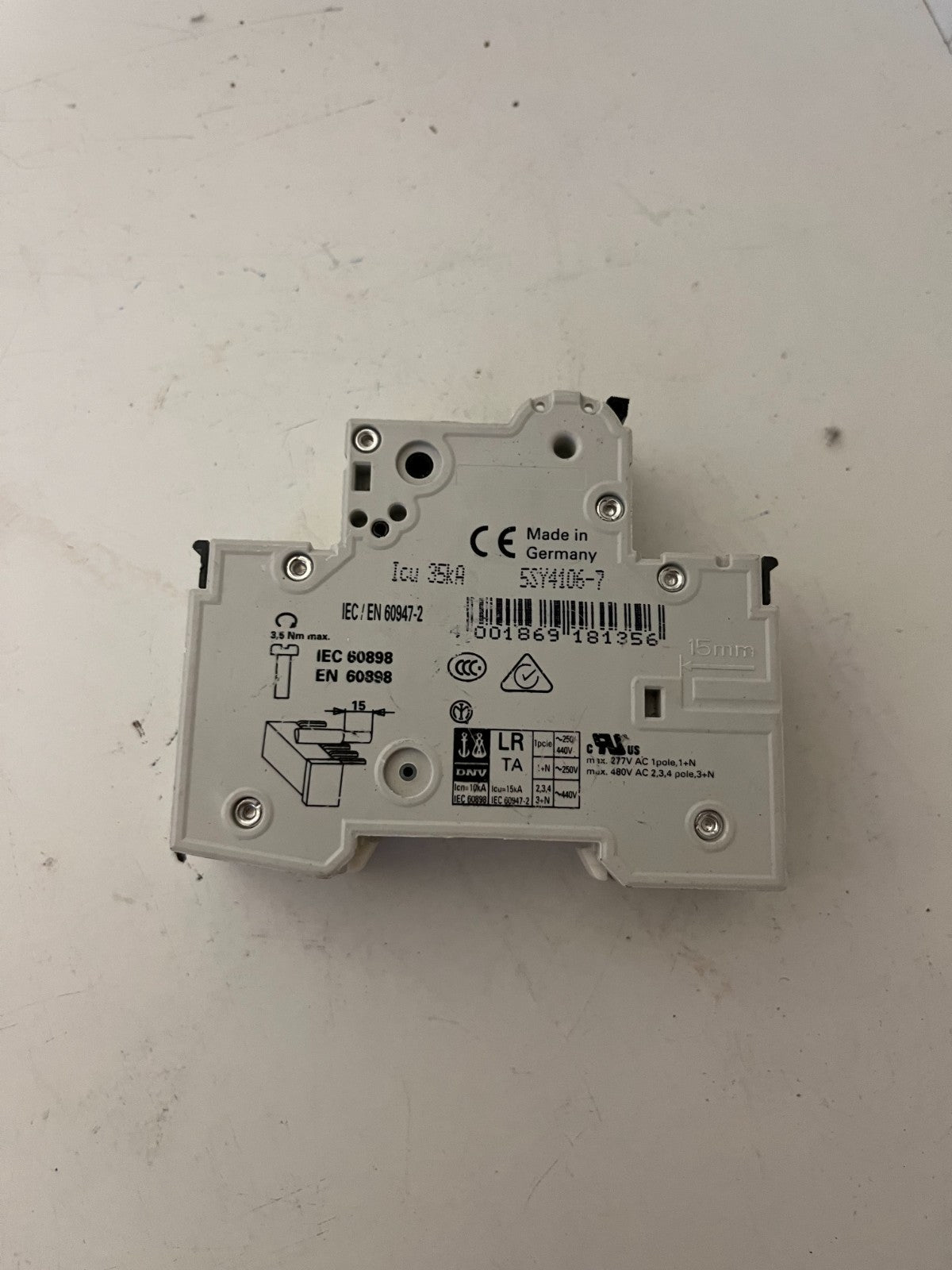 Siemens 5SY41 MCB C6 1P+Aux 6A Miniature Circuit Breaker 230/400V Used Spare