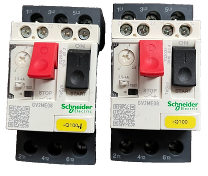 Schneider GV2ME08 Motor Circuit Breaker 2.5–4 A 3P Lot of 2 Used Spare Units
