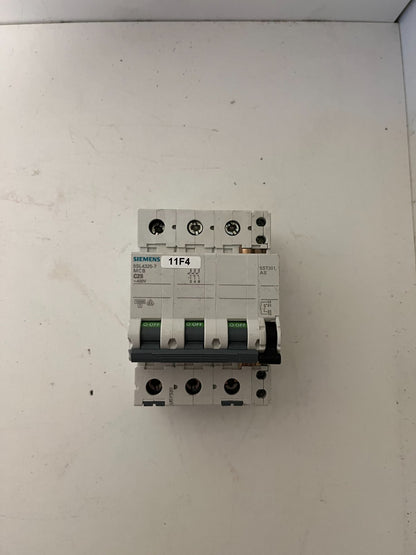 Siemens 5SL4325-7 C25 3-Pole MCB 25A 400V w/ 5ST3010 Aux Switch Used Spare Unit