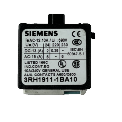 Siemens 3RH1911-1BA10 Auxiliary Contact Block 1NO 690V Used Spare Part