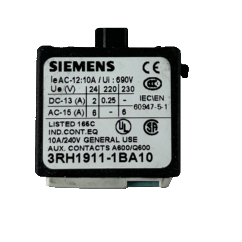 Siemens 3RH1911-1BA10 Auxiliary Contact Block 1NO 690V Used Spare Part