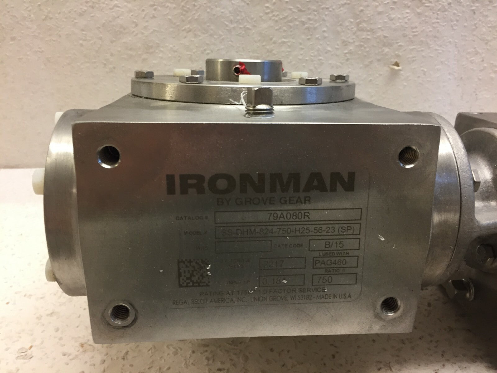 Grove Gear Ironman SS-DHM-824-750-H25-56-23 (SP) Ratio 1:750 B/15 0.181 Input HP