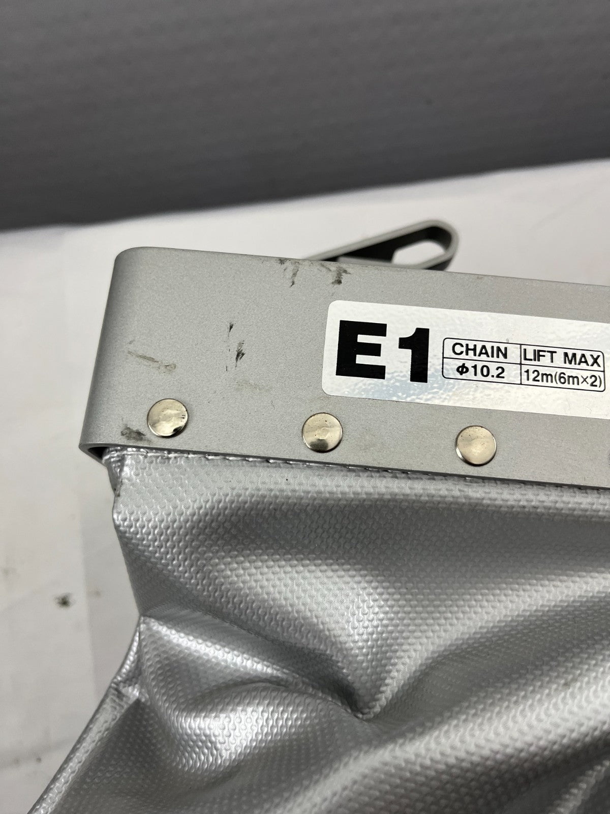 E1 Chain Hoist Dust Cover, Lift Max Ø10.2mm, 12m, Silver, Heavy Duty, Brand New