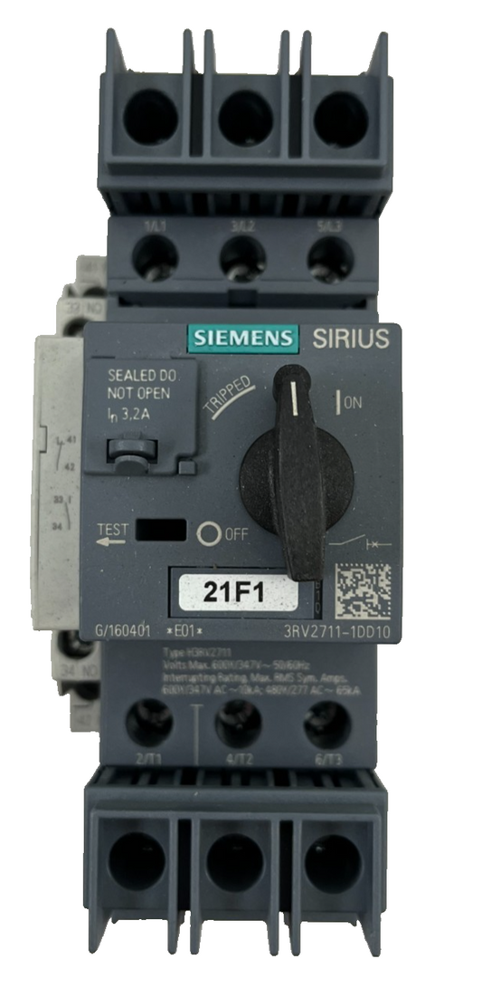 Siemens SIRIUS 3RV2711-1DD10 Motor Protection Circuit Breaker, 3-Pole, 3.2A