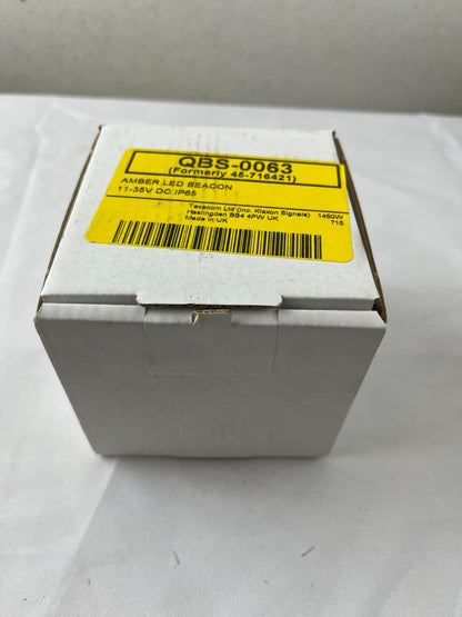 Klaxon QBS-0063 Amber LED Beacon NEW 11-35V DC IP65 Flashguard Warning Light UK