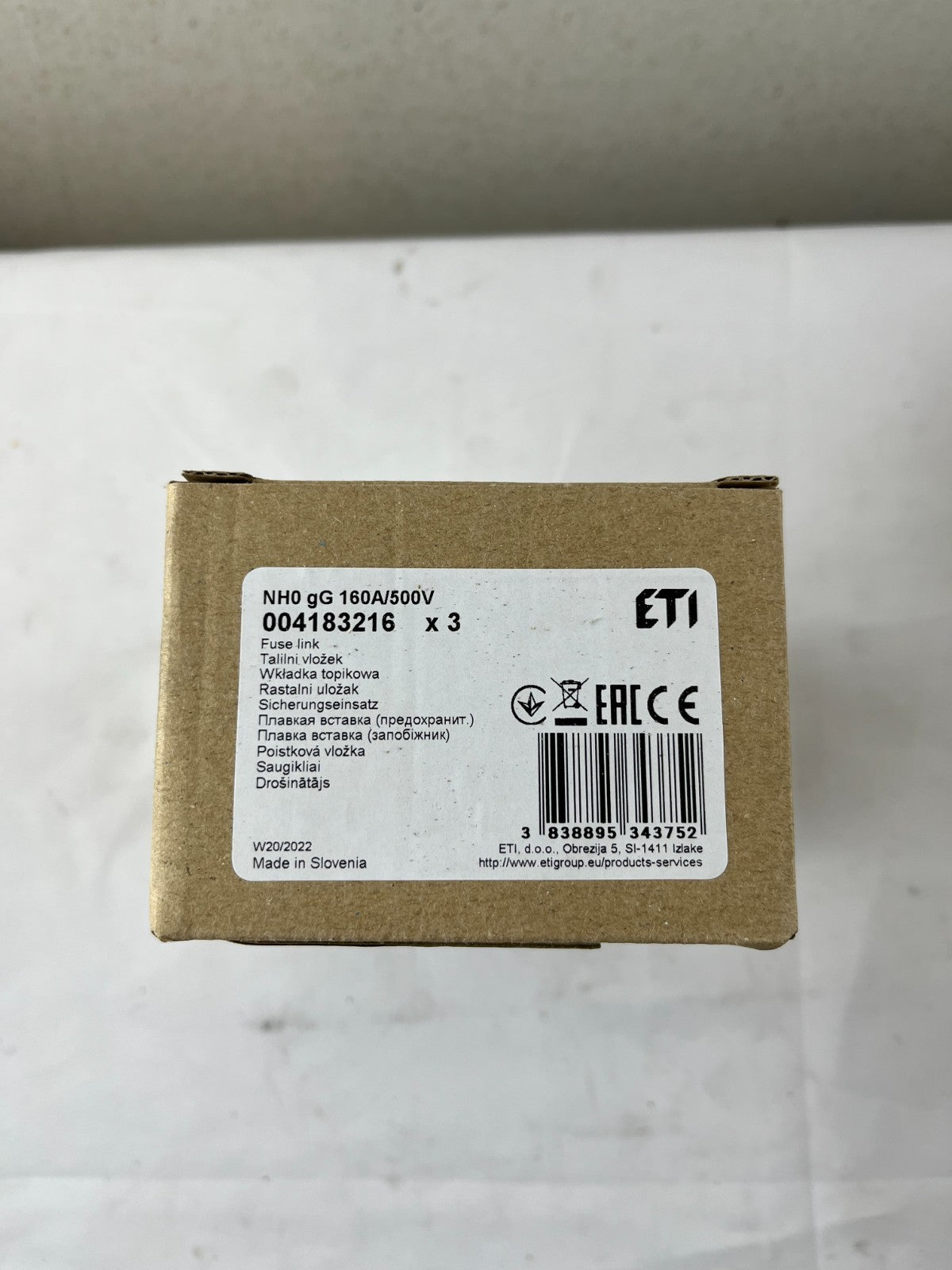 3x ETI NH0 NV0 Fuse Links 160A 500V gG 120kA 004183216 New in Box Slovenia