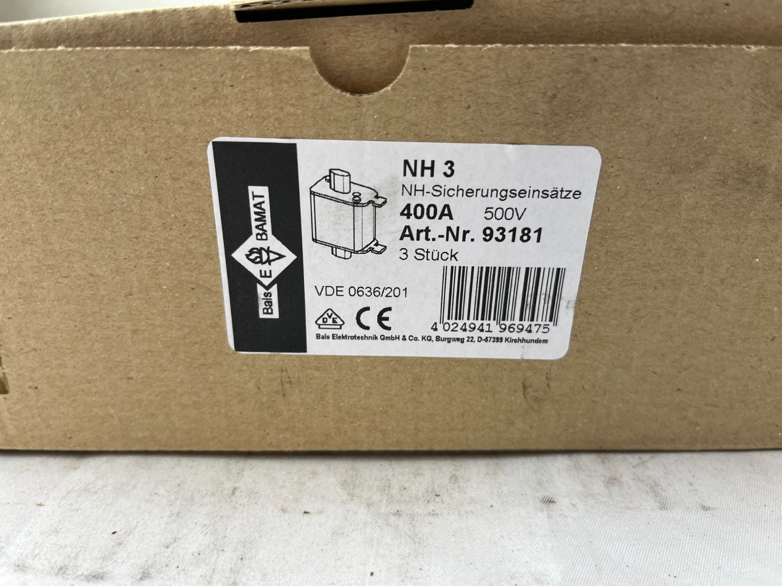3x ETI NH3C 400A 500V gG NH3 Fuse Links Bals 93181 Box New Never Used