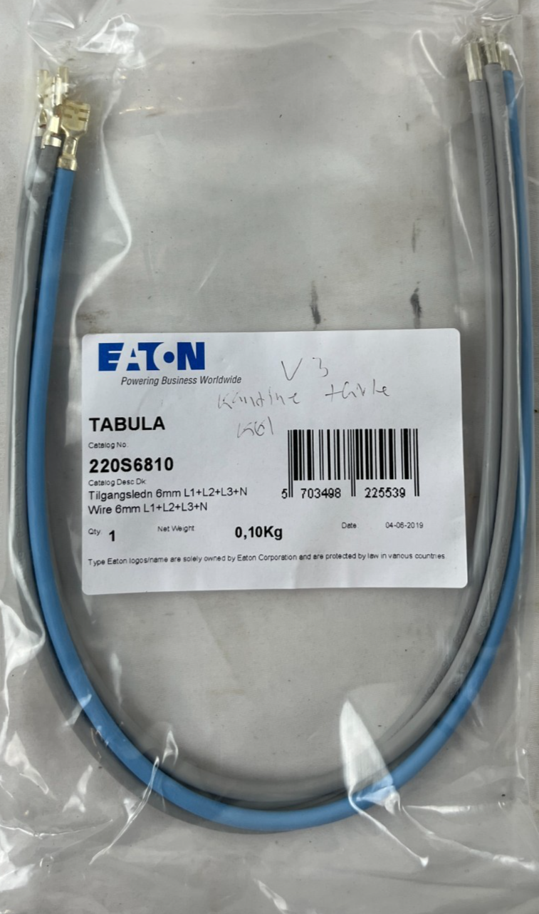 Eaton 220S6810 Tabula Feed Cable 6mm² L1+L2+L3+N 480mm New Spare Unit