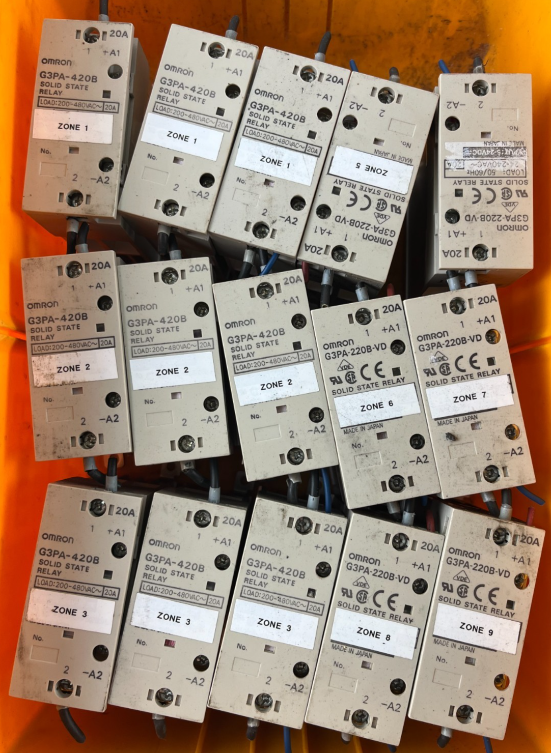 Lot of 15 Omron G3PA-420B G3PA-220B-VD Solid State Relays SSR 20A DIN Rail Used