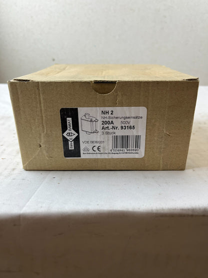 ETI NH2C NV2C 200A 500V NH Fuse gG 120kA IEC 60269 Lot of 3 NEW Units