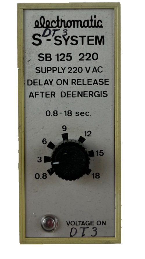 Electromatic SB 125 220 S‑System Time Delay Relay 0.8–18s 220VAC Plug‑In Used