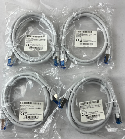 4x EFB K5525FWS NEW Cat.6A S/FTP Patch Cable 1.5m White 10 Gigabit Ethernet