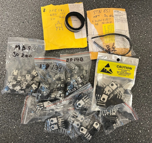 Large Lot of New TO-220 Transistors & Diodes - BD140, MBR30200, BFR134, STW851