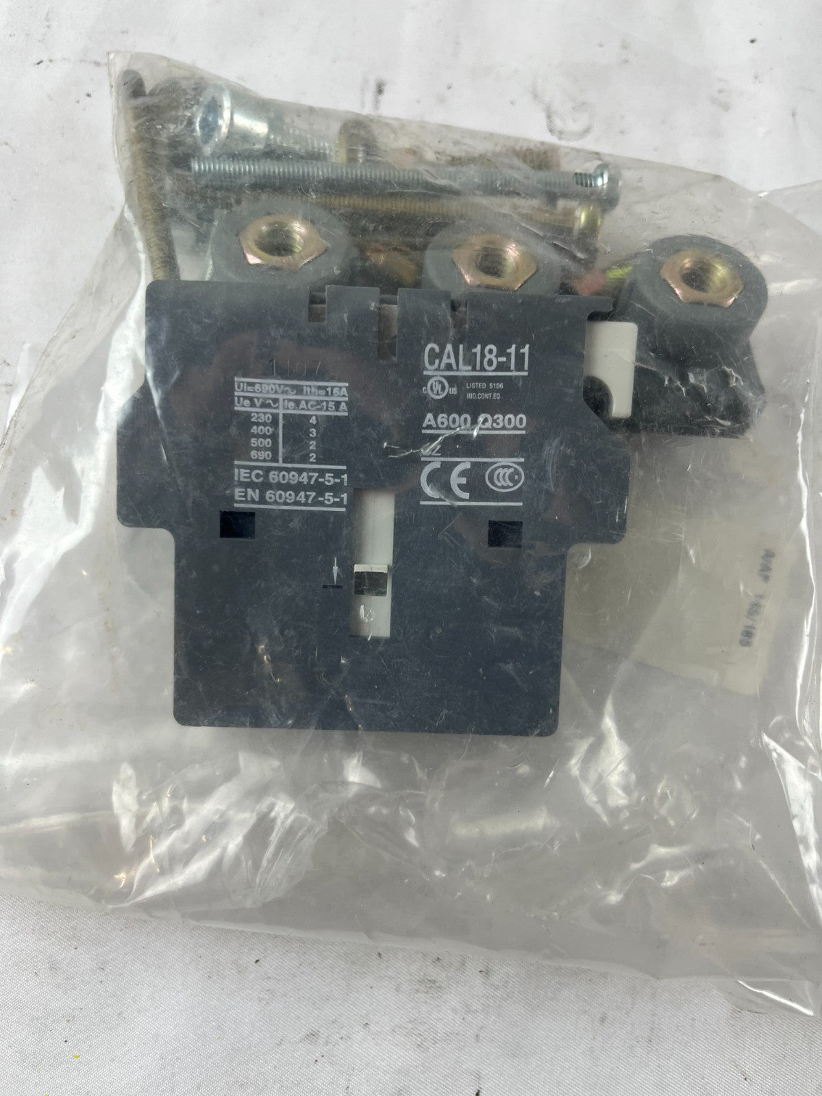 CAL18-11 Auxiliary Contact Block A600 Q300 IEC 60947-5-1 New NOS