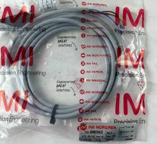 IMI Norgren QM/34/2 Reed Proximity Switch 10–30 V DC 1A 2 m Cable IP66 New